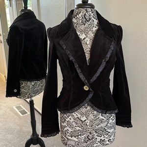 White House Black Market Black Velvet Jacket Size 8